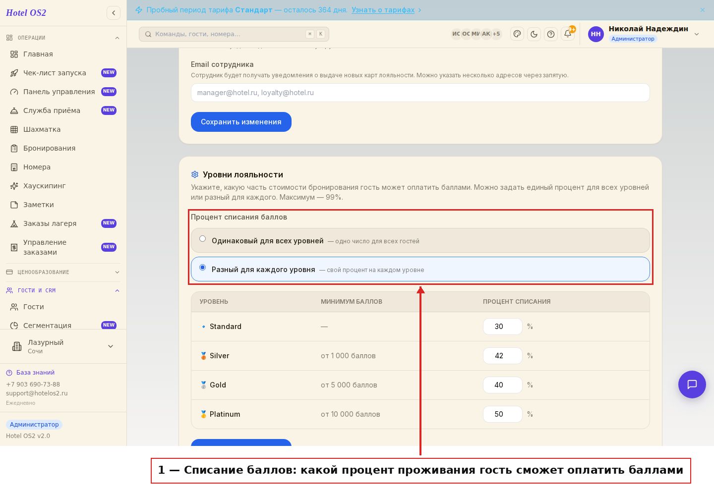 Процент списания баллов