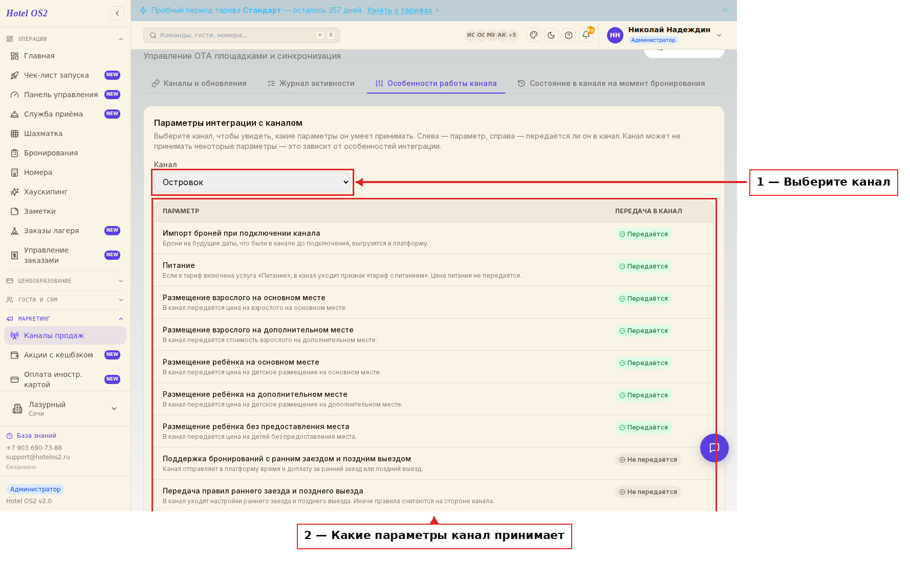 Особенности работы канала