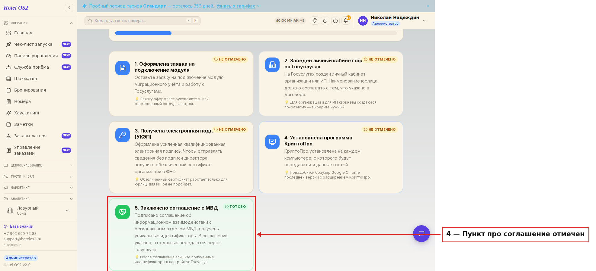 Пункт чек-листа отмечен как выполненный