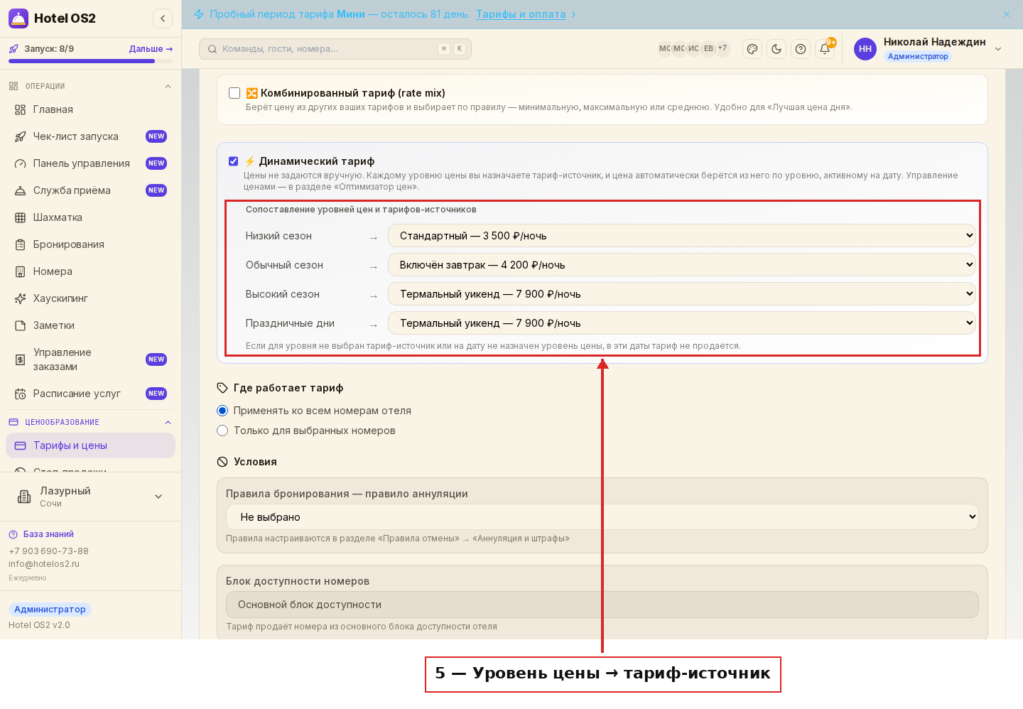 Сопоставление уровней цен и тарифов-источников