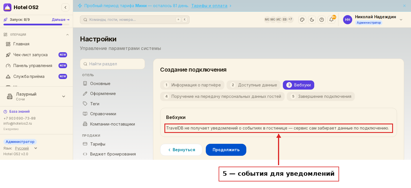 Шаг «Вебхуки»