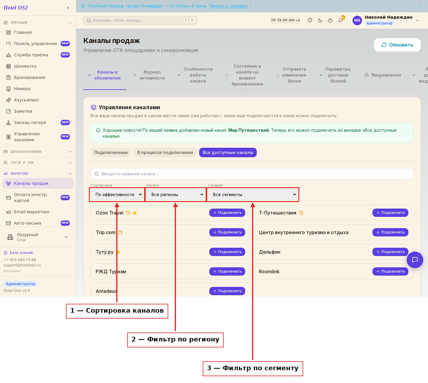 Фильтры каналов