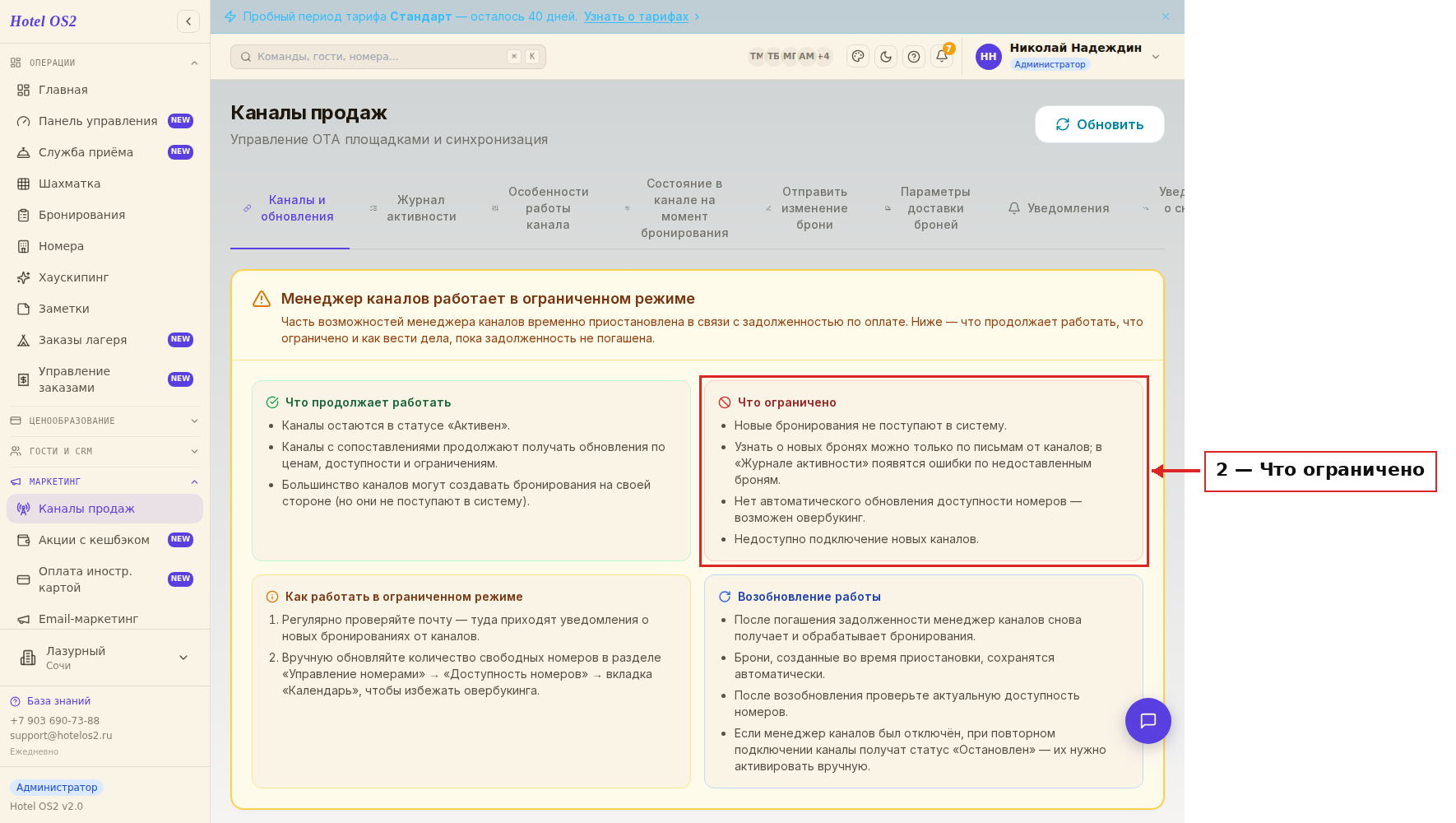 Блок «Что ограничено»