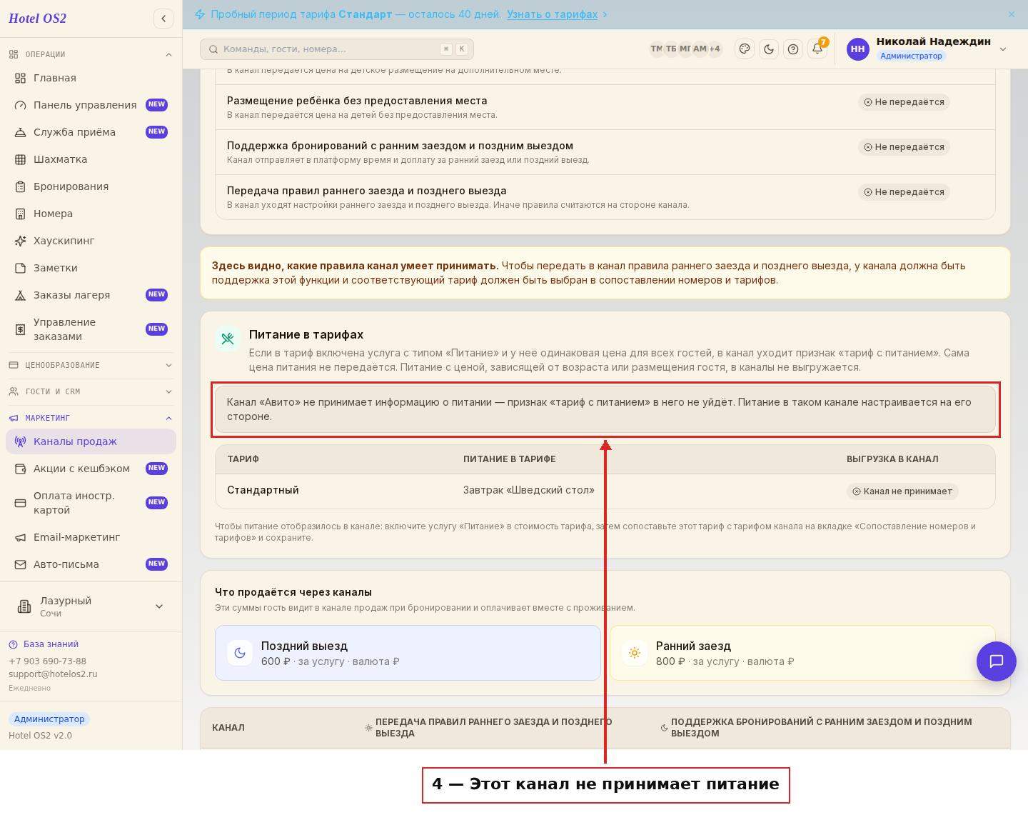 Канал не принимает питание