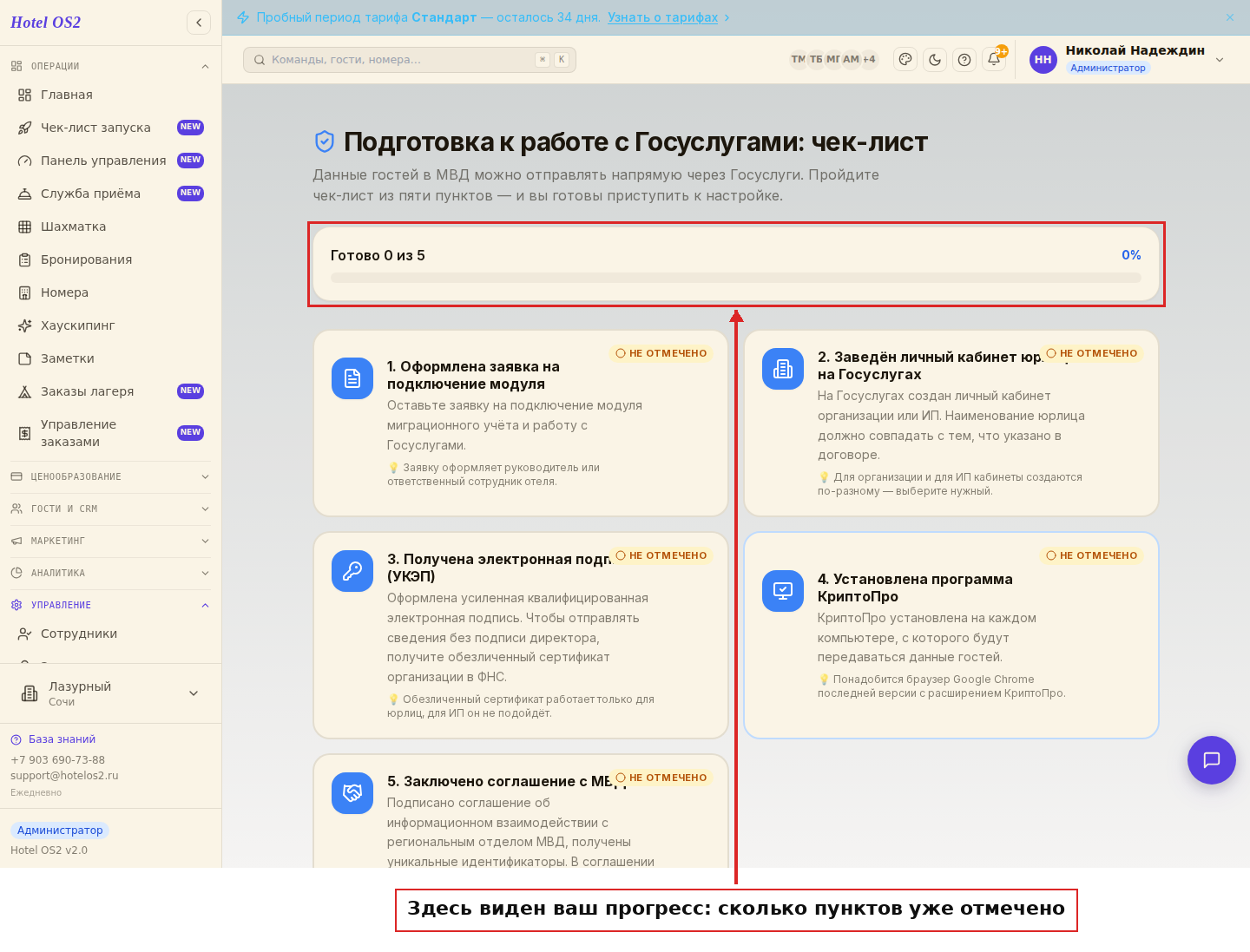 Экран чек-листа подготовки к Госуслугам